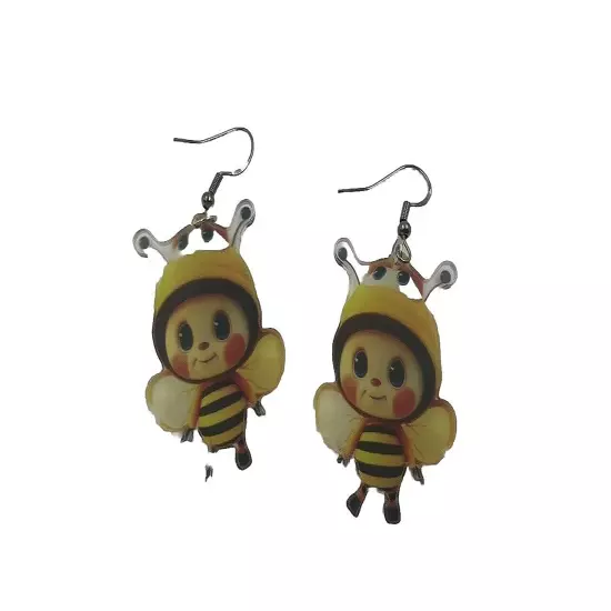 Bumble Bee Shaped Women's Transparent Dangle Earrings Gift Idea