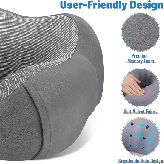 Travel Pillow Premium Memory Foam, Comfortable & Supportive Neck Pillow, Pain Re