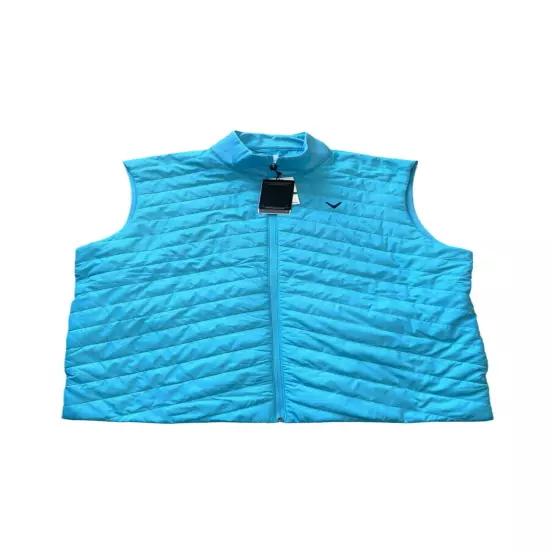 New $88 Callaway Full Zip Quilted Golf Puffer Vest Scuba Blue Men’s Size L Aqua