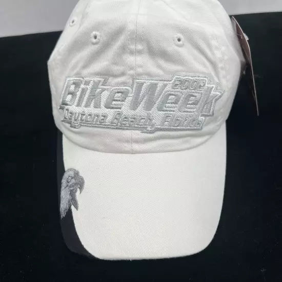 Bike Week 2002 Vintage Hat White Black Daytona Beach Florida Adjustable New