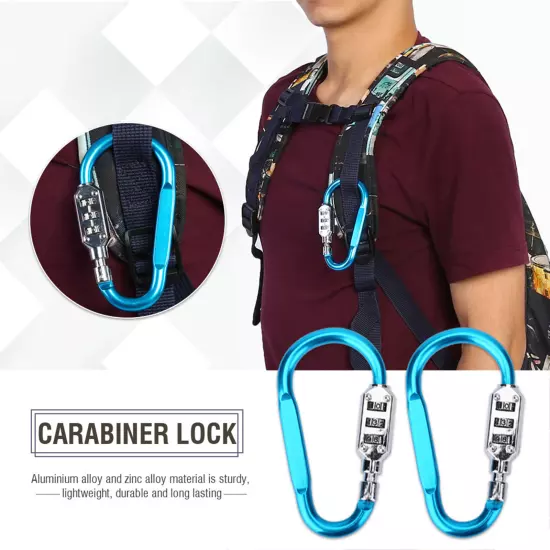 Travel Bag Luggage Security Combination Lock Locking Carabiner Padlock Blue SO