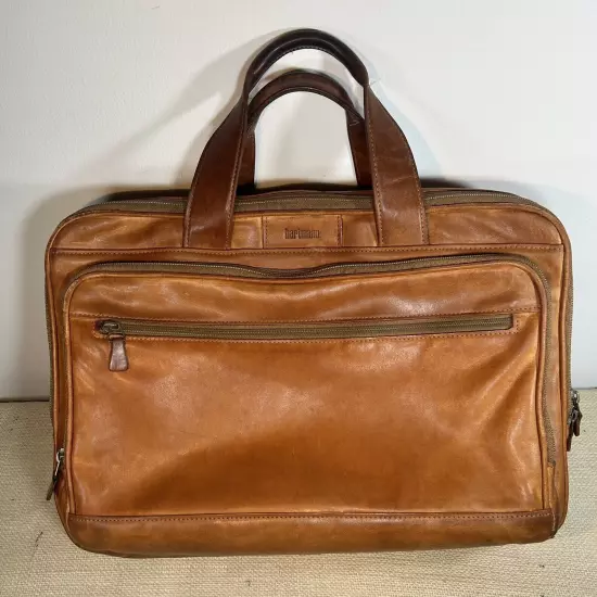 Hartmann Natural Belting Leather Expandable Laptop Briefcase Carryon