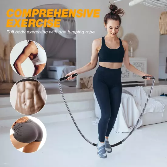 Weighted Jump Rope, Exercise Jumprope for Adults with Comfortable Grip & Carry B