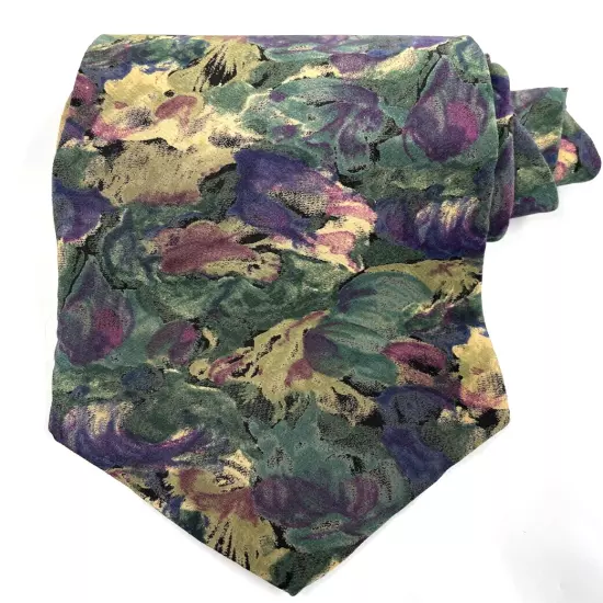 Zylos George Machado Watercolor Abstract Art Floral Colorful Silk Tie 4" x 54"