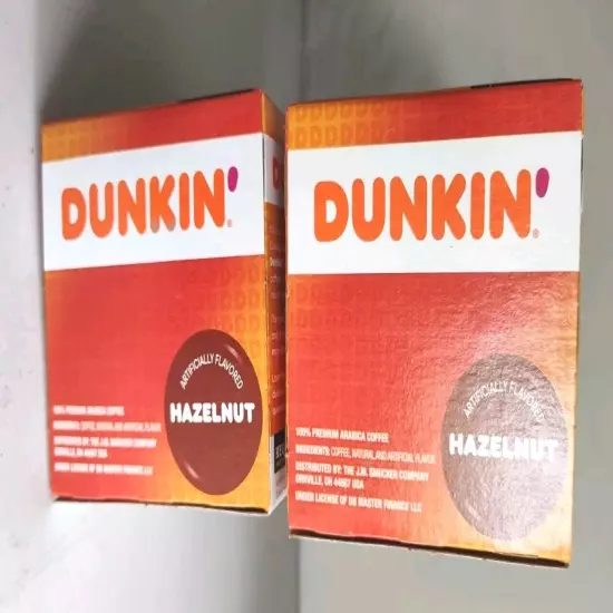 Dunkin' Donuts Hazelnut Flavored Coffee K-Cup Pods 2 Boxes – 10 Count Each