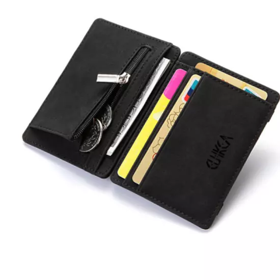 Slim Wallet Magic Credit Card Holder Coin Bag Money Clip Billfold Faux Leather H