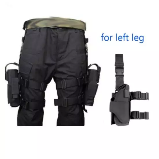 Left leg Tactical Military Airsoft Pistol Gun Drop Leg Thigh Holster Pouch Bag