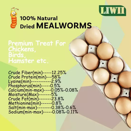 Dried Mealworms -5 LBS- 100% Natural Non GMO High Protein Mealworms - Bulk Me...