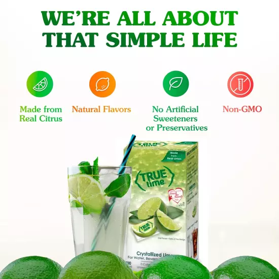 TRUE LIME Water Enhancer, Bulk Dispenser Pack, 0 Calorie Drink Mix Packets, Suga