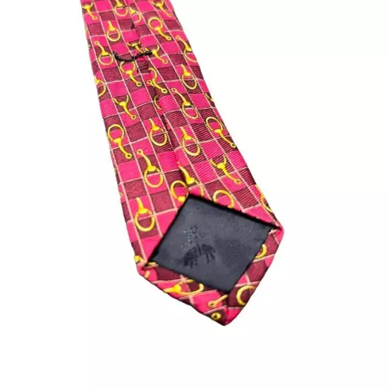 Brooks Brothers Makers Silk Tie Red Gold Horse bit Straps Men Necktie