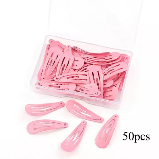 50X Women Girls Kids Hair Clips metal Snap Slides Close Hairpin 3cm Mini Clip C