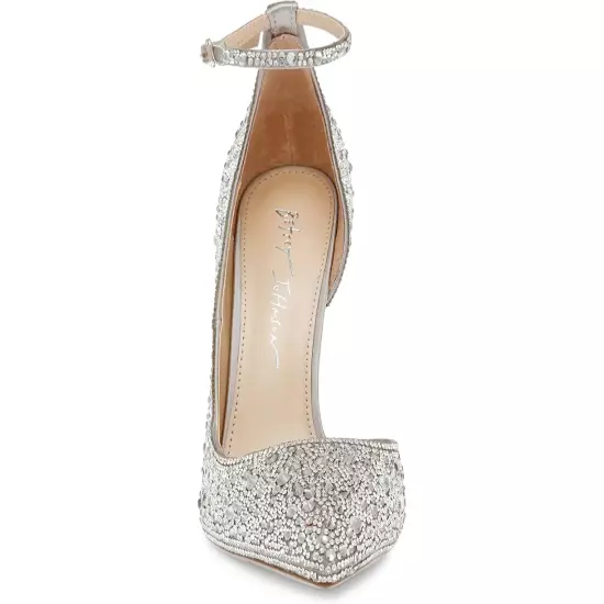 Betsey Johnson Ramsy Heels Silver Size 8 Rhinestone Wedding Bridal Evening Shoes