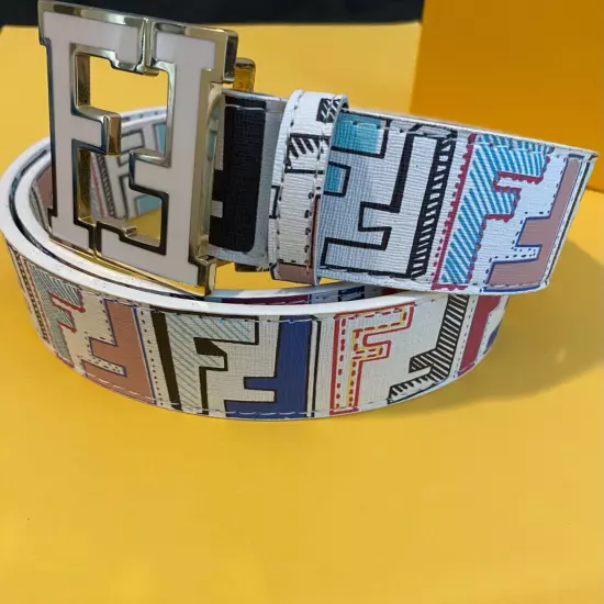  Fendi Belt Zucca White Multi Color Men 36-40