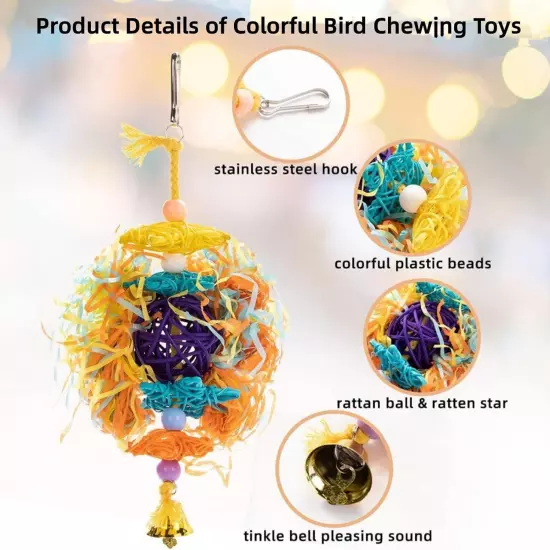 Lyellfe 7 Pieces Bird Chewing Toys, Toys for Parakeets, Multi-color 