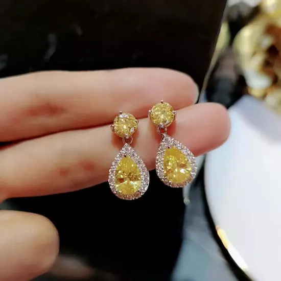 Women Party Drop Earring Gift Fashion 925 Silver Filled Cubic Zircon Jewelry