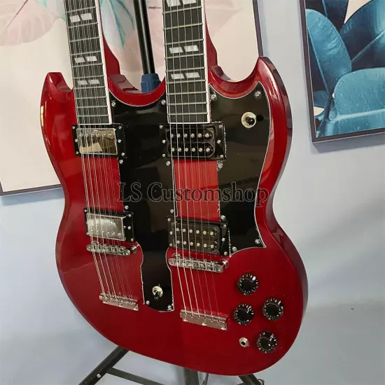 Custom 1969 EDS-1275 SG Double Neck Electric Guitar Jimmy Page 12+6 Cherry Red