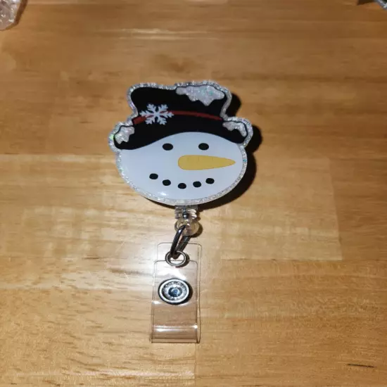 Cute Snowman Winter Holiday Christmas Badge Reel