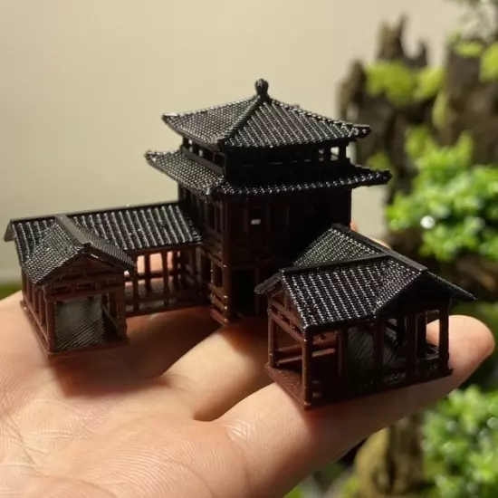 Plastics Chinese Ancient Architectural Model Aquarium Micro Landscape Bonsai