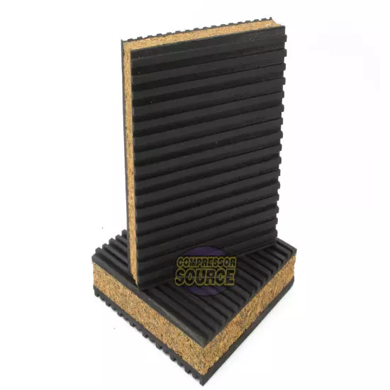 2 Cork Anti Vibration Pad Noise Isolation Rubber Dampener 4x4 7/8" Audio HVAC