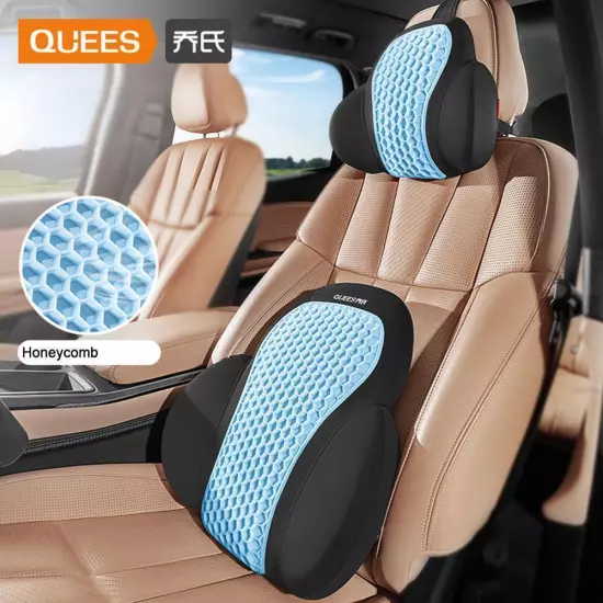 QUEES Joe's Auto Products 24 Years Honeycomb Headrest Lumbar √φ Support C1W9