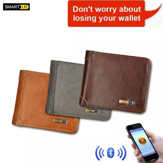 Living Wallet RFID Genuine Leather With Alarm GPS MAP Bluetooth Alarm Mens Purse