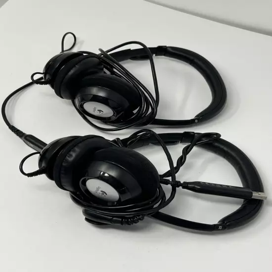 Lot Of 2 Logitech H390 A00052 USB Wired Headset w/ Noise Cancelling Microphone