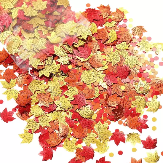 Fall Confetti Thanksgiving Maple Leaf Confetti Foil Metallic Sequins Fall Con...