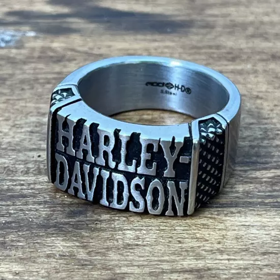 Harley-Davidson® Men's Western H-D Band Ring - Antique SS Size 11 1/2”