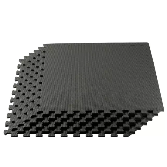 3/8 Inch Thick Multipurpose Exercise Floor Mat with EVA Foam, Interlocking Ti...