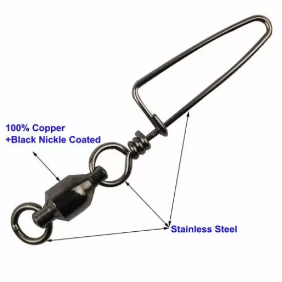 High-strength Ball Bearing Fishing Swivel with Coastlock Snap Connector 18-503LB