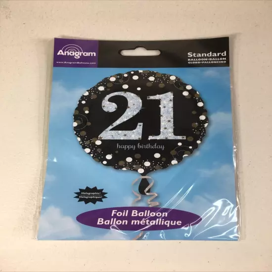 21 Happy Birthday Party Ballon 21st Birthday Mylar 18" Balloon Sparkling New!!!