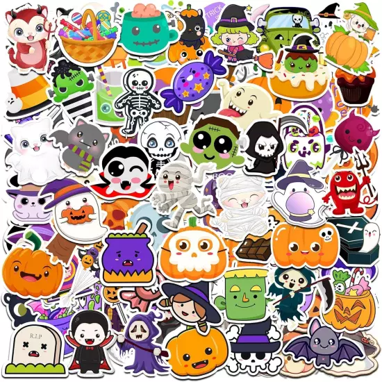 100 PCS Halloween Stickers - Party Favors - Non Repeating Colorful 