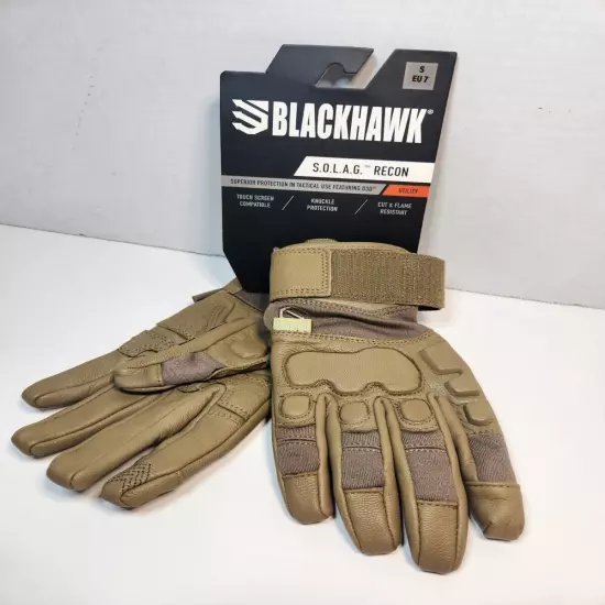 BLACKHAWK S.O.L.A.G Recon Tactical Gloves Made with Kevlar Leather Coyote Small