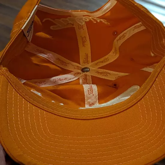 Titleist Pro V1 FJ Footjoy Men's Golf Hat Orange Strapback Adjustable Cap