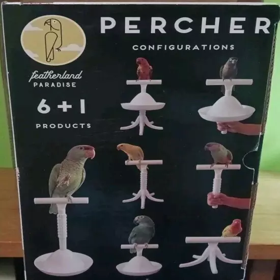 THE PERCHER PORTABLE PARROT TRAINING PERCH - UNIQUE 7 IN 1 DESIGN New Open Box