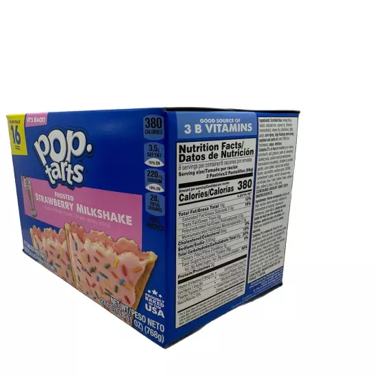 POP TARTS | FROSTED STRAWBERRY MILKSHAKE FLAVOR | 16 CT | 27 OZ BOX |