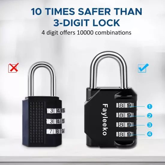 Combination Lock, 4 Digit Combination Padlock for School Gym Sports Locker, F...