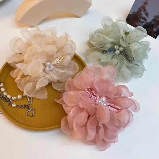 Women Large Chiffon Flower Bow Hair Claw Clip Hairgrip Hair Clamp Jaw Barrettes/