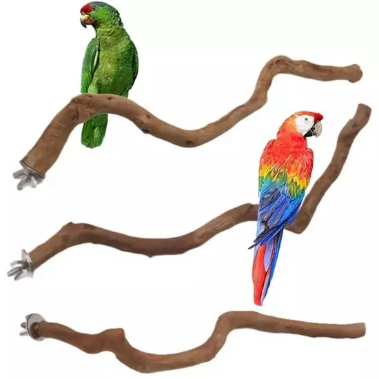 Natural Parrot Perch Bird Stand Tree Stick Paw Grinding Fork Parakeet Climbing