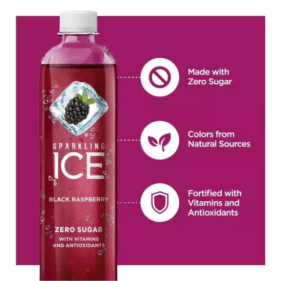 Sparkling ICE Black Raspberry Water Zero Sugar Vitamins Antioxidants 12 Pack