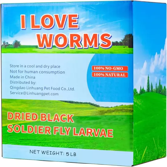 I LOVE WORMS Dried Black Soldier Fly Larvae (5Lb), 100% Natural Non-Gmo, Treat f