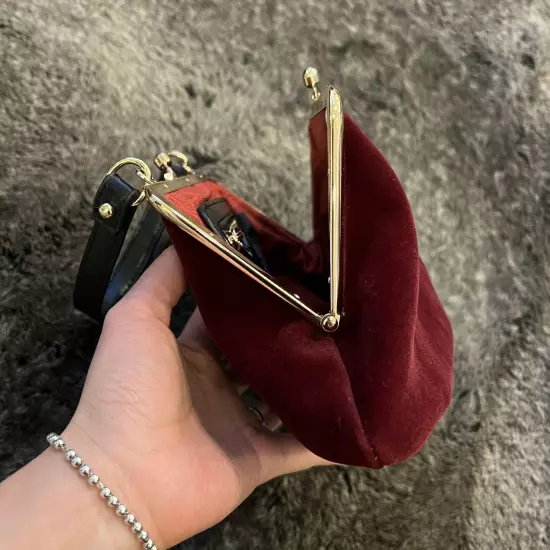 VIVIENNE WESTWOOD Nana Red Velvet GRANNY FRAME CROSSBODY KISSLOCK PURSE