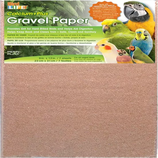 7 Pack Gravel Paper for Bird Cage, 9 by 12-Inch | Great for Hard-Billed Birds | 