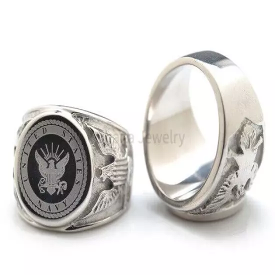 316L Stainless Steel U.S. American Military Rings - Navy Marines Army Air Force