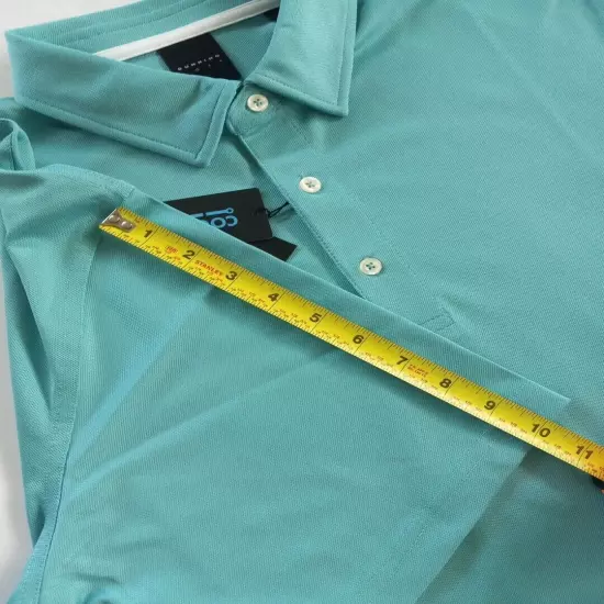 Dunning Golf Men Button Polo Large Performance Turquoise Green Spandex Polyester