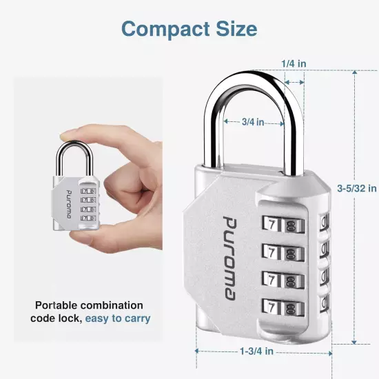 2 Pack 4 Digit Combination Locks Outdoor Waterproof Padlock for School G