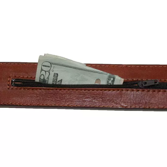 New CTM Men's Leather Money Belt Removable Buckle