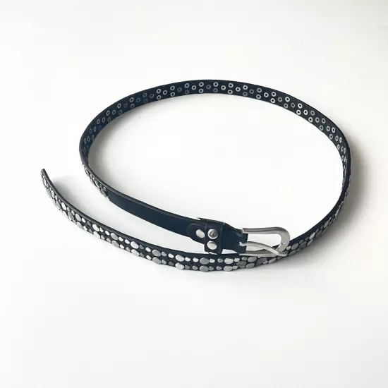 Black Leather Studded Belt Size L