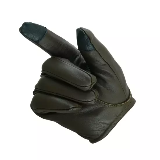 Men's Seamless Hand Back Water Resistant Leather Motorcycle, Police Patrol Glove