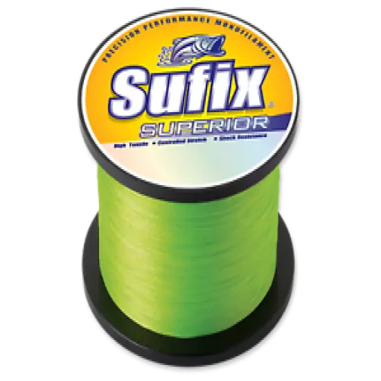 Sufix Superior Monofilament Fishing Line, 20 Lb., 2670 Yds, Hi-Vis Yellow